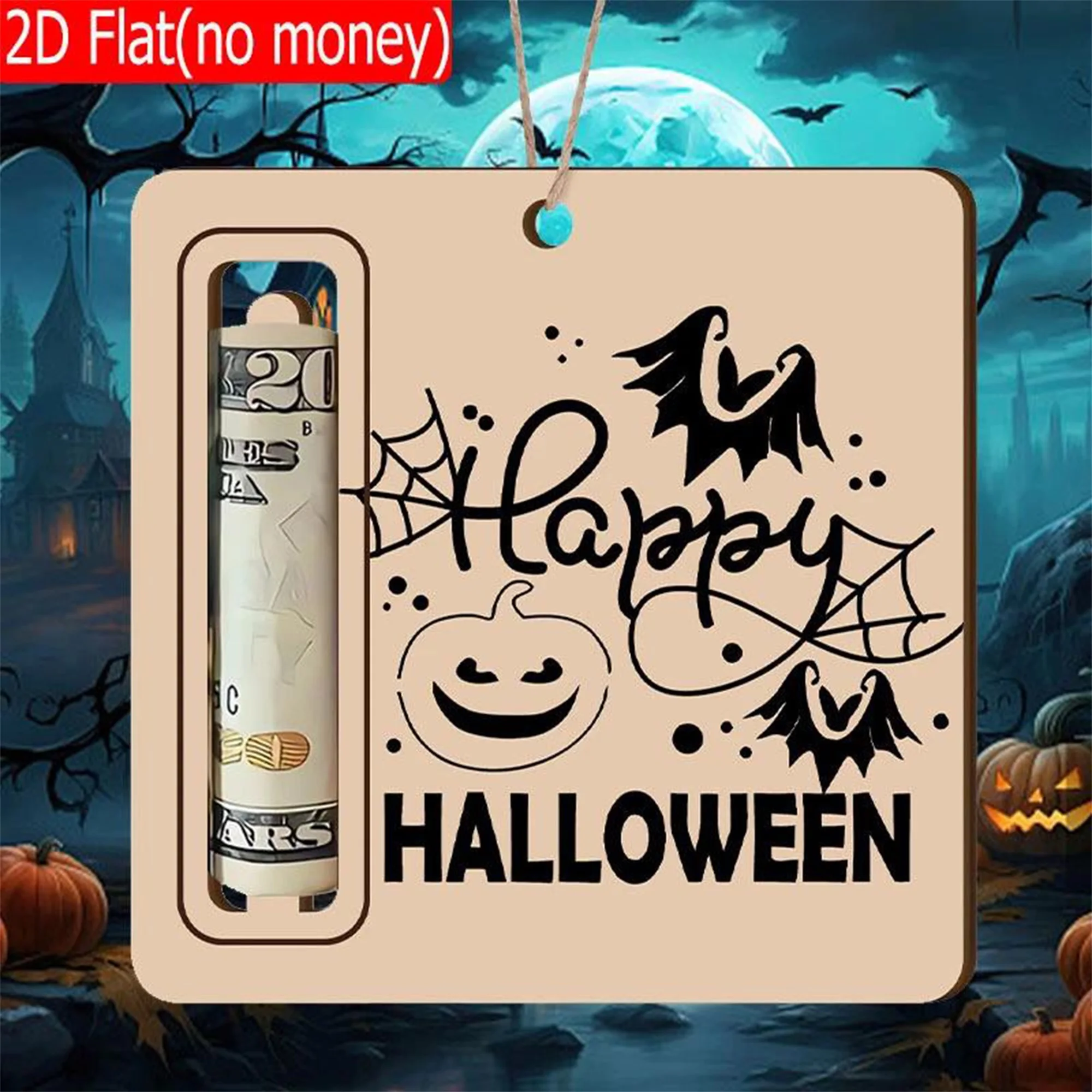 

Wooden Halloween Money Clip Ornaments for Cash Gifts Festive Money Holder for Holiday Present Cards Hanging Tree Decorations