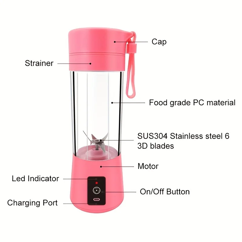 Portable USB Charging Juicer - Small Fruit Juicer for Fresh Juice on-the-go