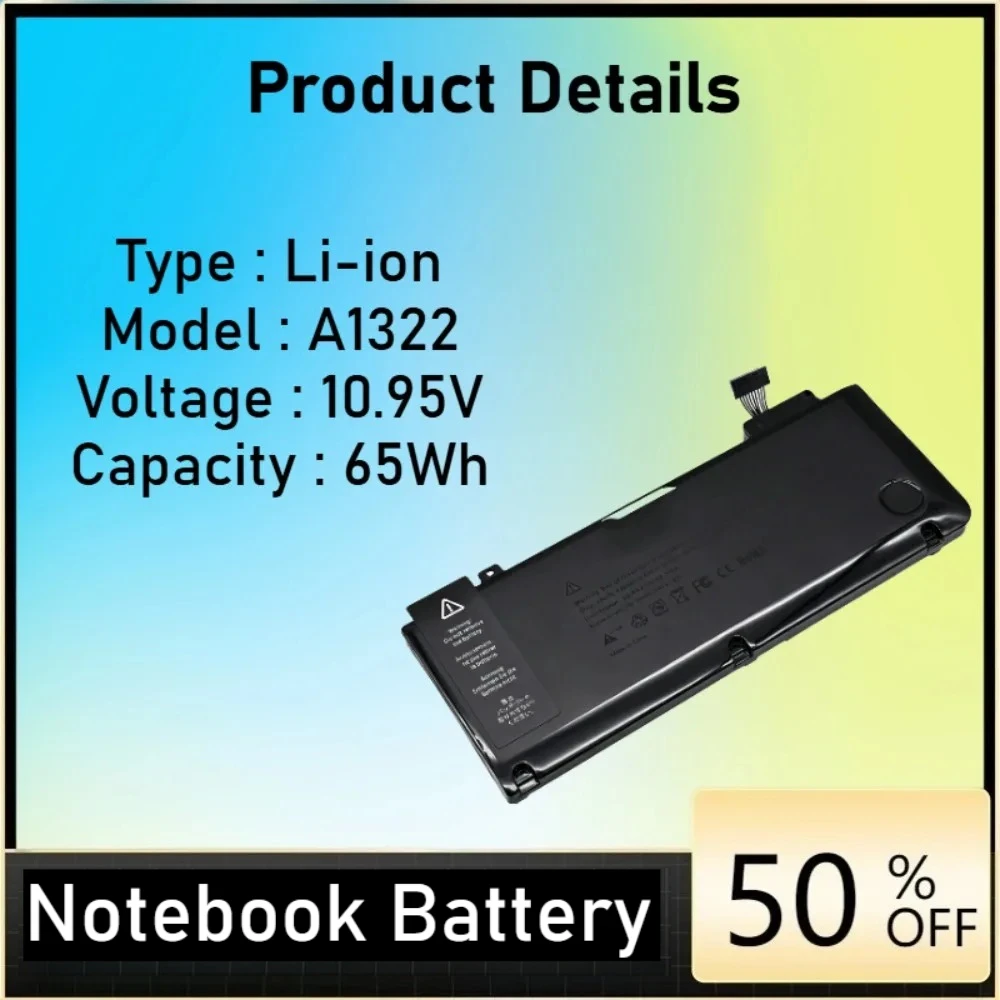 65.5Wh A1322 Laptop Battery for MacBook Pro 13 inch A1278 Mid 2012 2010 2009 Early 2011 Late 2011