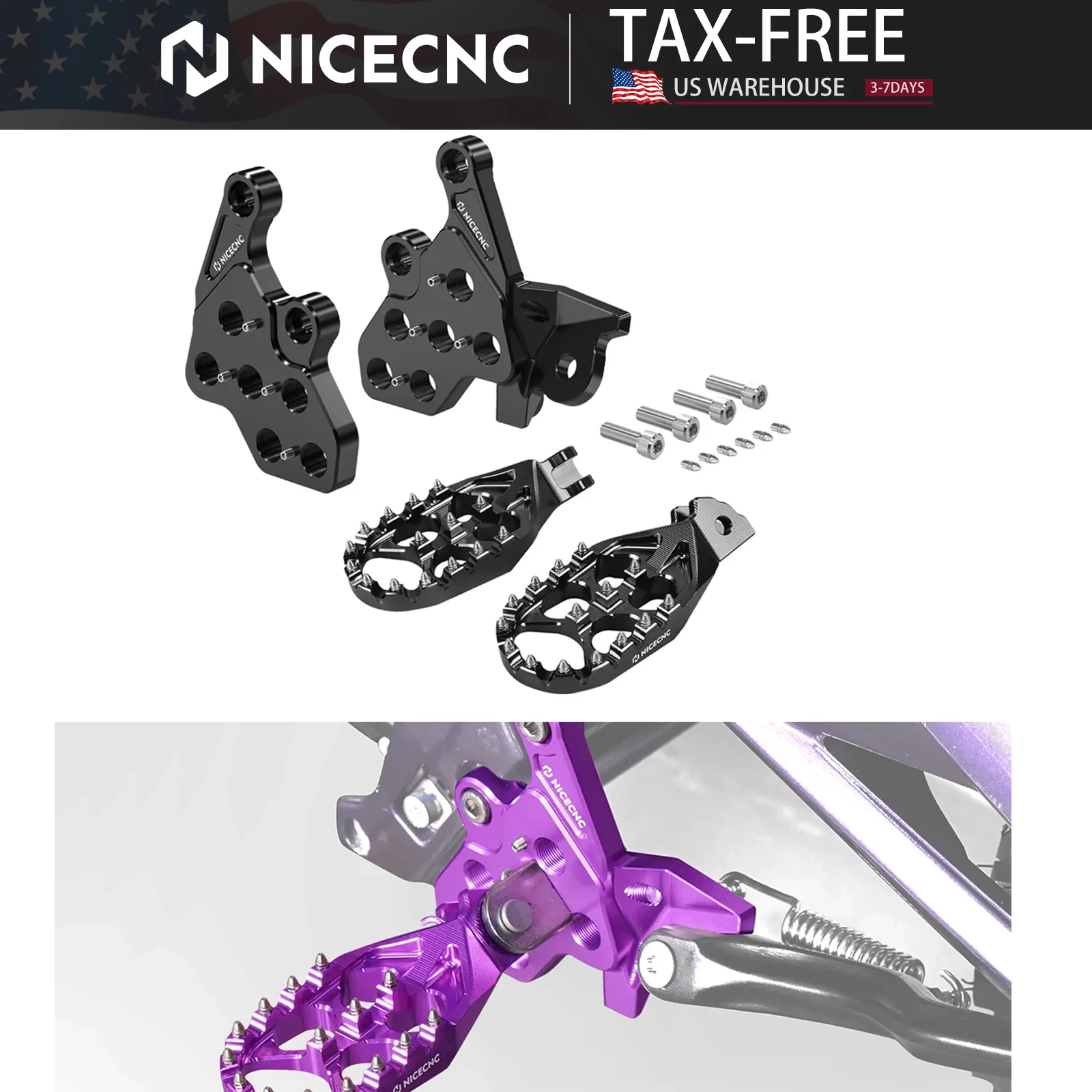 

NICECNC For Surron Light Bee X S L1E Electric Bike Enlarged Footrest Pedal Foot Pegs Bracket Holder Kit For Segway X160 X260