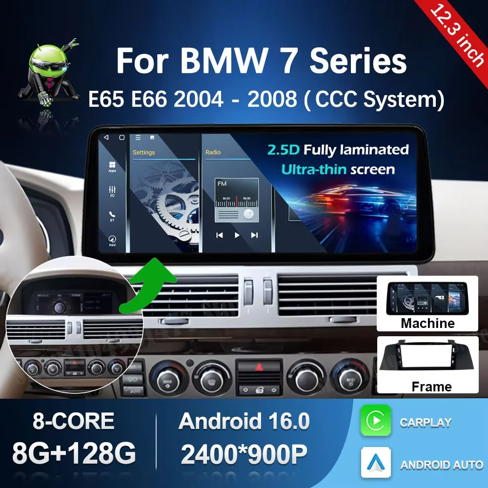 CCC System for BMW 7 Series E65 E66 2004 2005 - 2008 GPS Navi WiFi BT 4G Car Video Multimedia Player Android 16 HD Touch Screen