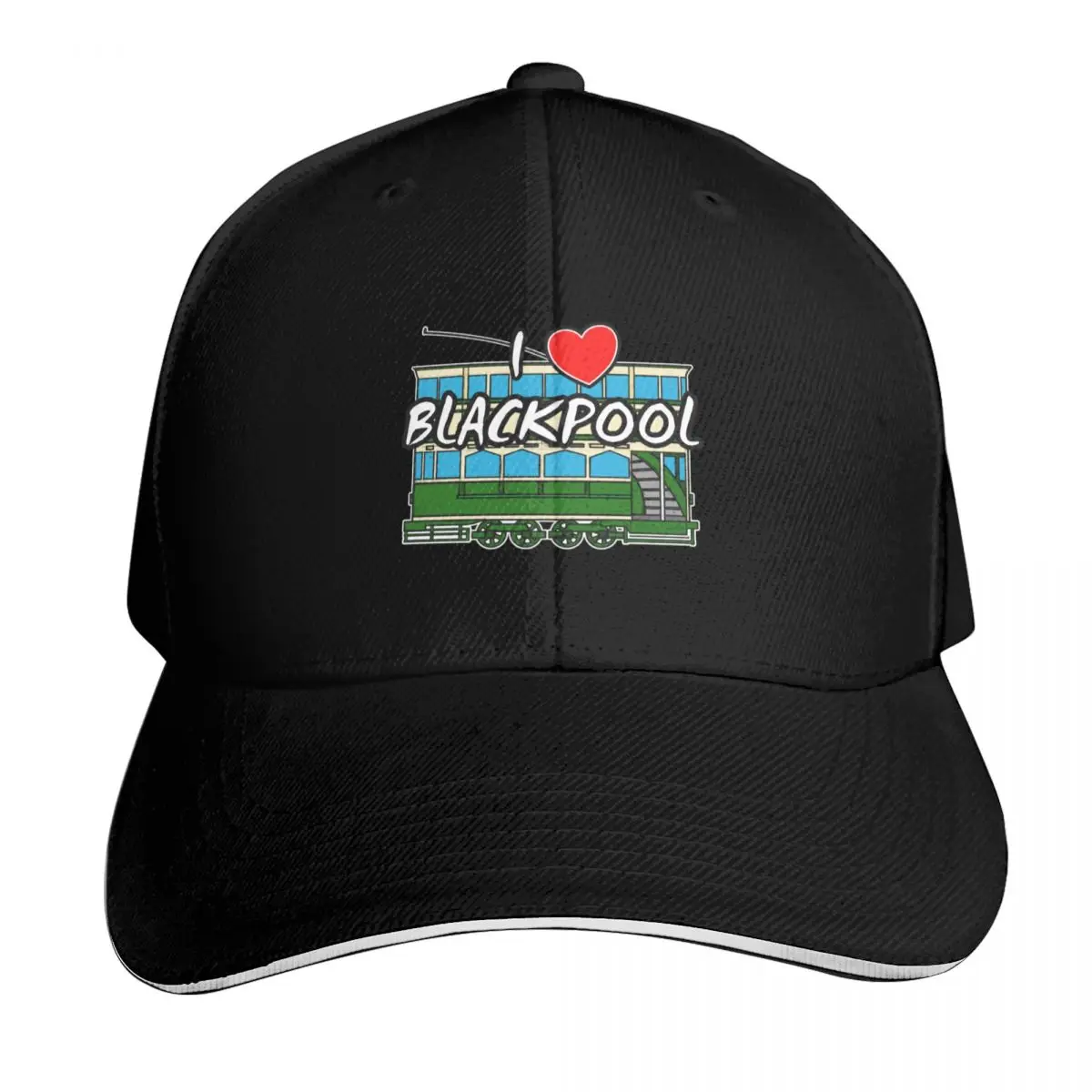 

I Love Blackpool Vintage Tram Seaside Lancashire Baseball Cap Hat Man For The Sun Golf Anime tea Hat For Men Women's