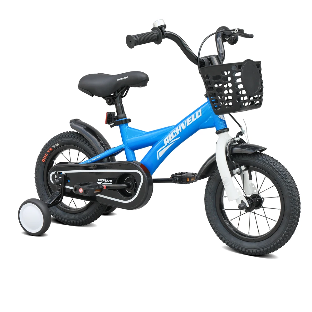 Bicicleta para Niños, de 12, 14 y 16 Pulgadas, con Ruedas de Entrenamiento, Freno V Delantero y Freno de Contrapedal, Cesta, para Niños de 3 a 7 Años