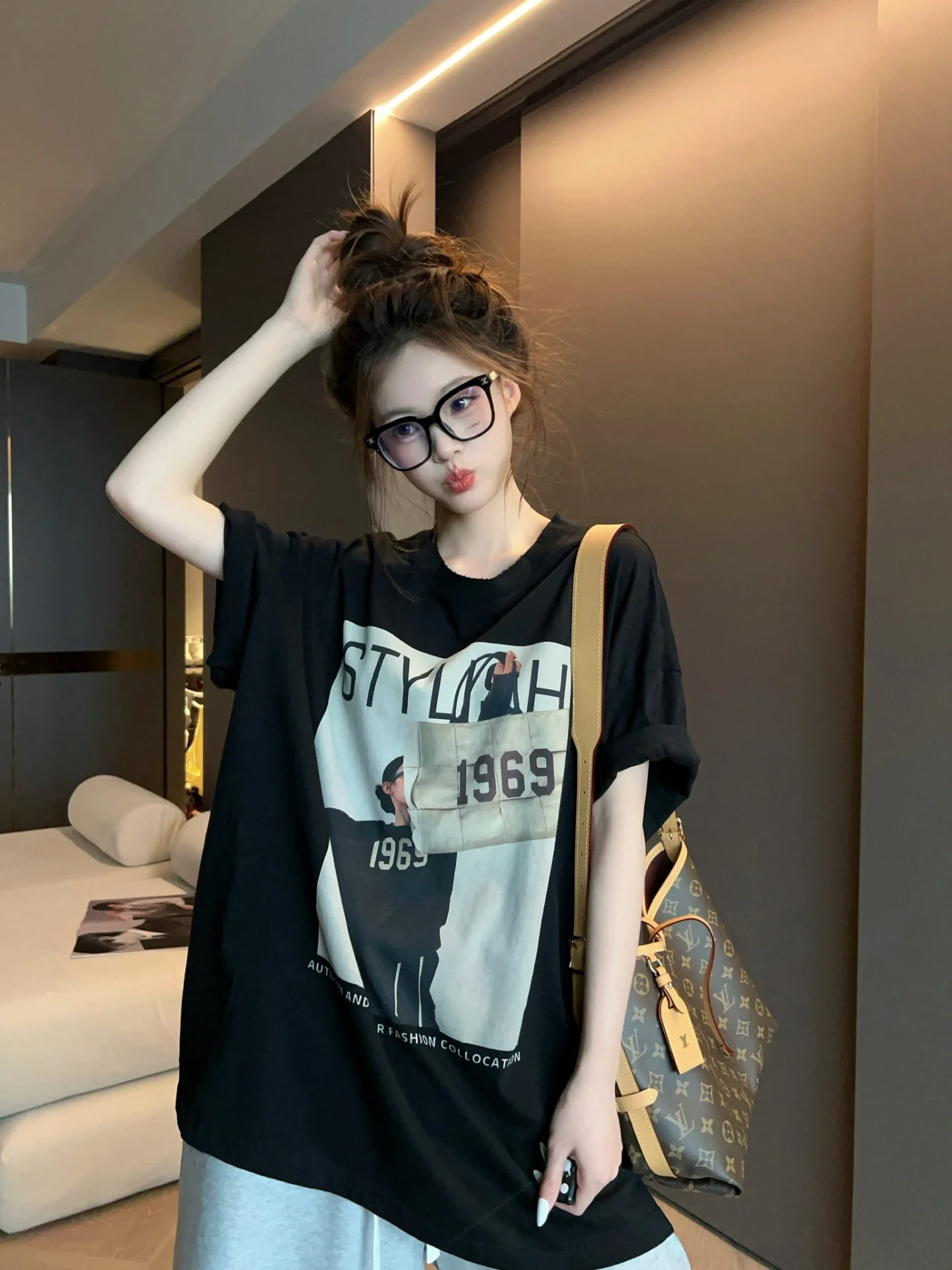 

MRS SHAO Casual Short Sleeve Women's T-shirt Summer 2026 Loose Fit Versatile Half Sleeve Cotton round Neck Top