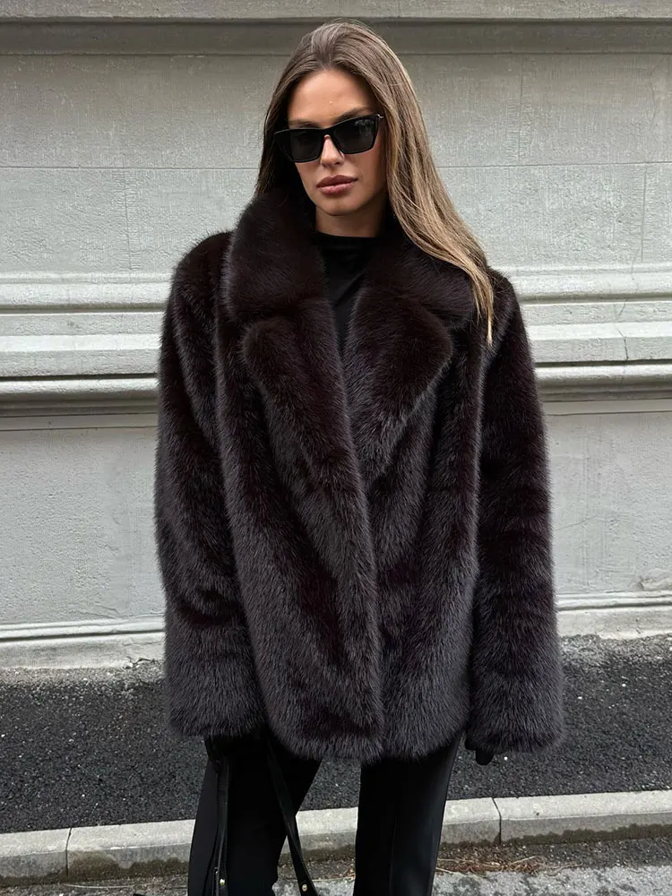 

GACVGA High-Quality Long Plush Outerwear Overcoat Women Thick Warm Autumn Winter Faux Fur Coat Lady's Fluffy Jacket