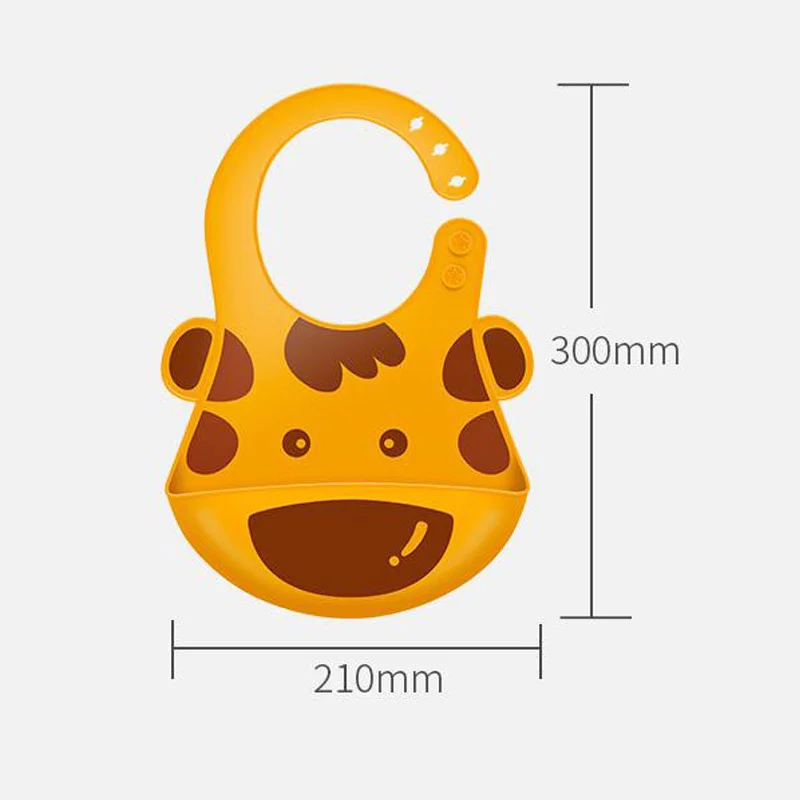 Baby Silicone Waterproof Bibs Baby Stereoscopic Bibs Elephant Giraffe Monkey Wipe Clean Baby Birthday Holiday Gift Eating Bibs