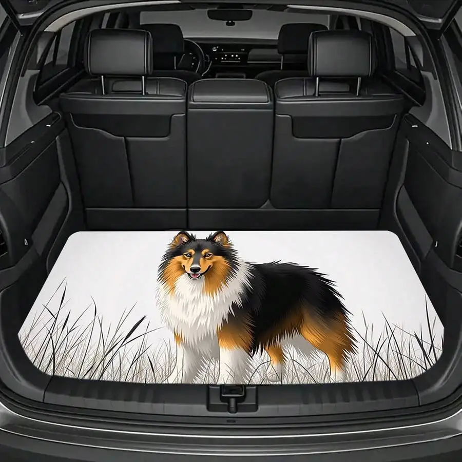 1pc Realistic Shepherd Dog Pattern Trunk Mat, Durable Machine-Washable Car Trunk Protector -  Fit For Sedans, SUVs, Trucks;