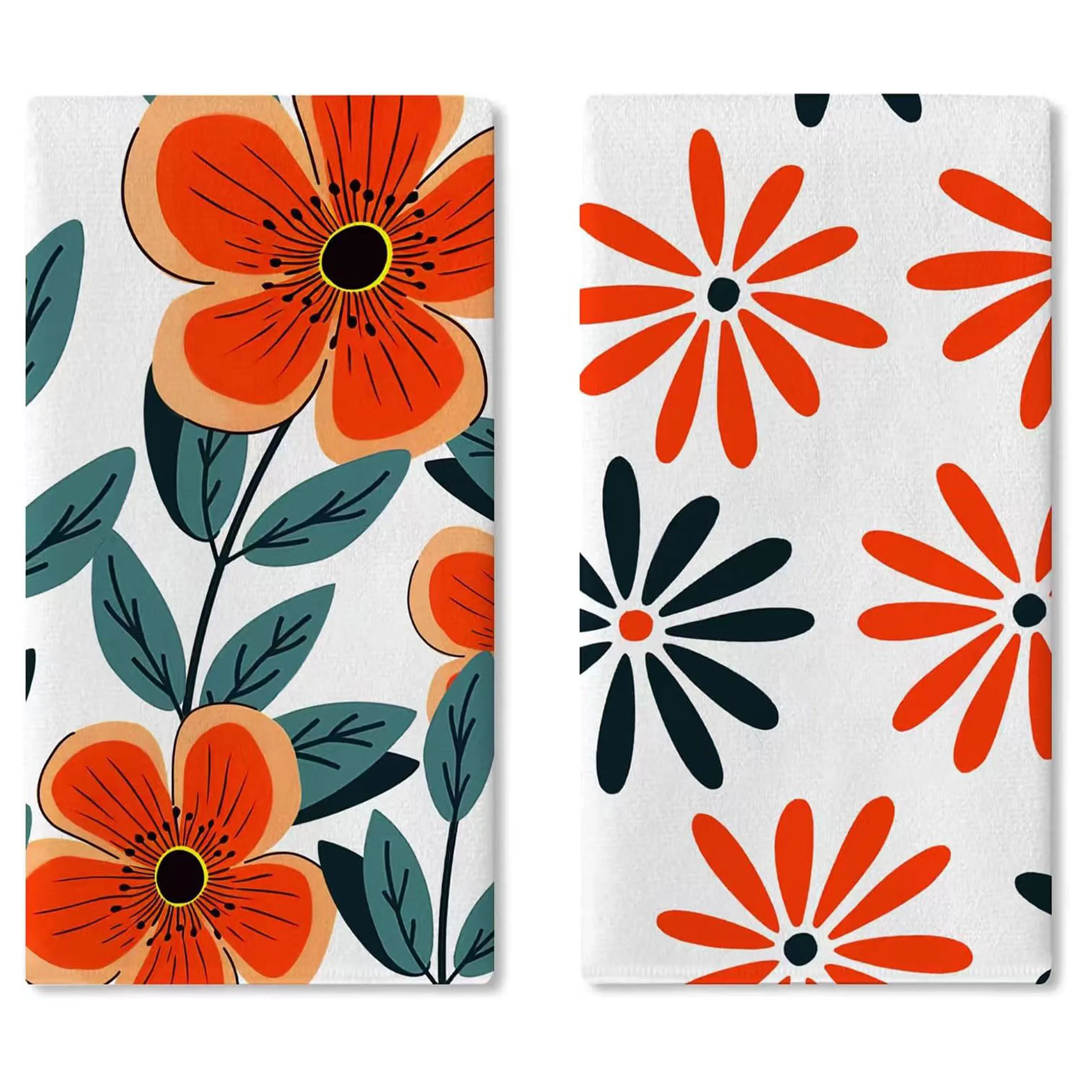 

Набор из 2-х деревенских полотенец с красными цветочными принтами, кухонные полотенца, полотенца для рук, декоративные полотенца в стиле модерн-арт, подарки для соседей, милые подарки на новоселье для друзей, подарки для мамы, подарки на день рождения для