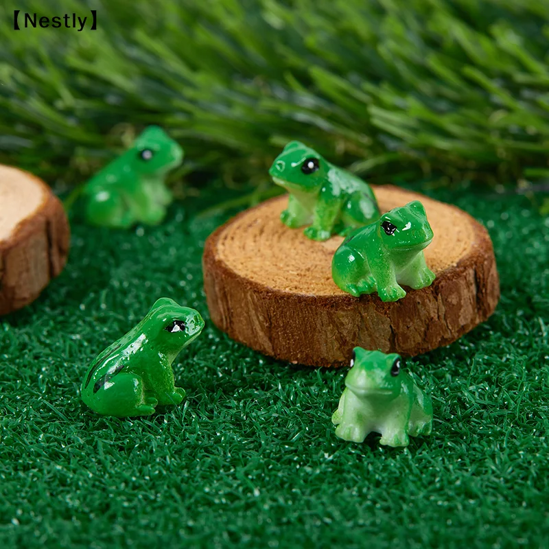 5/10 piezas de mini estatuas de rana, modelo de animal, micropaisaje de jardín de cuento de hadas, artesanías de resina, accesorios de decoración para el hogar [Nido]