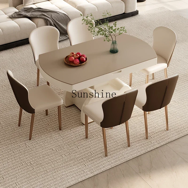 

Lifting folding coffee table rock slab dining table integrated dual-purpose living room small apartment mobile