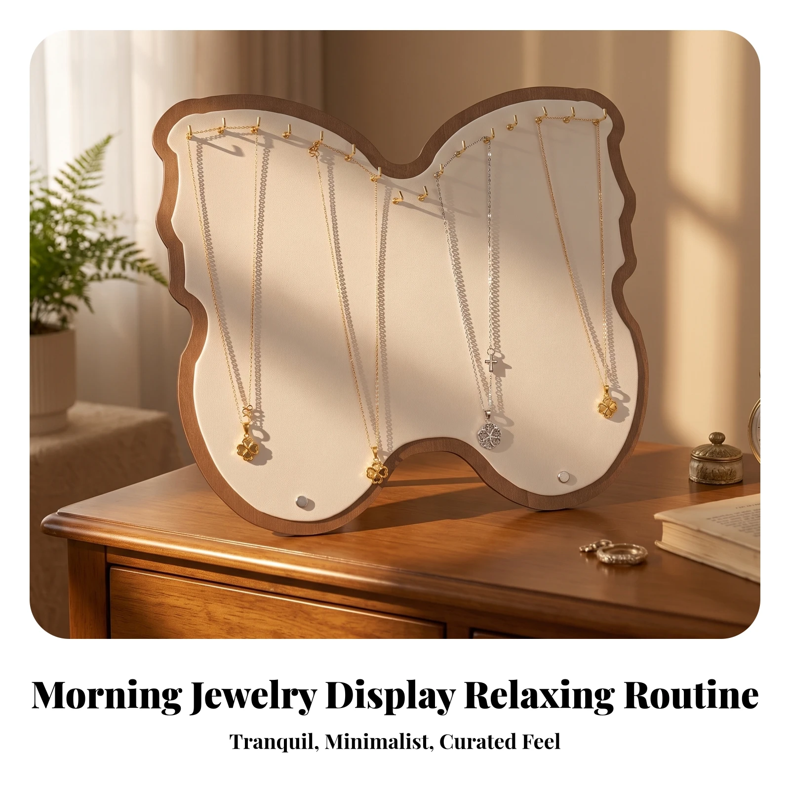 Jewelry Display Board with Hooks Tabletop Necklace Organizer Board with Hooks Upright Versatile for Jewelers, Vanity Tables