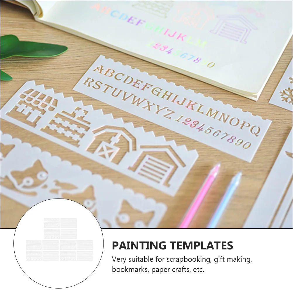 

3 set Hollow Lace Ruler Templates 8 Styles Reusable Plastic Stencils For Scrapbooking Painting Drawing Diy Art Supplies