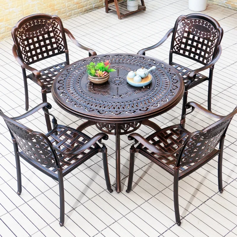 aluminum tables and chairs, courtyard villa open-air balcony, garden leisure terrace, table outdoor wrought iron furniture
