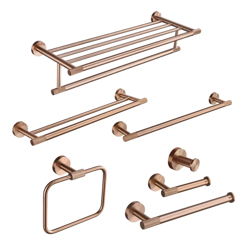 

Brushed Rose Gold　Bathroom Accessories Toilet Brush Holder Paper Holder Towel Bar Rack Robe Hook Soap Dish Towel Ring