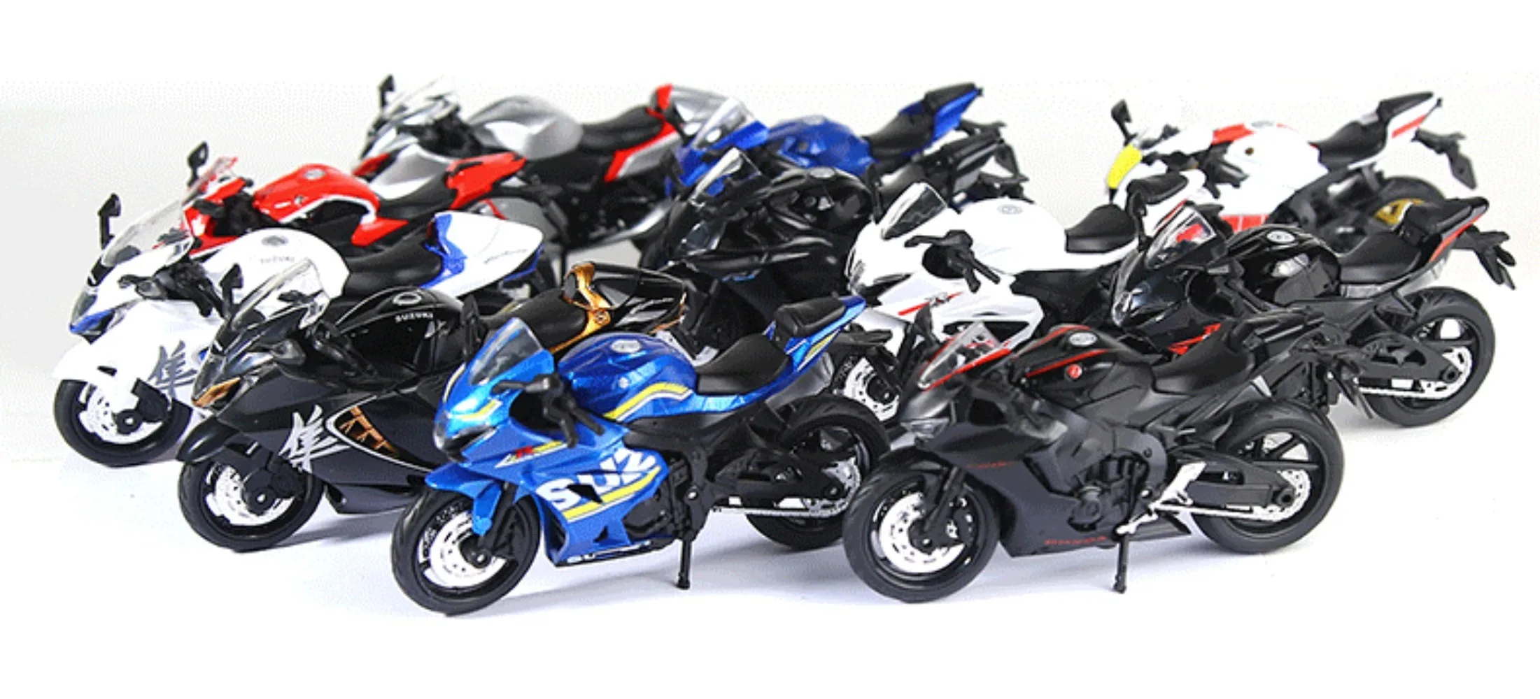 1:18 Honda CBR1000RR GSX1000R R1 Motorrad Spielzeug Modell Rad Lenkung Versenkbare Stativ Motorrad HAYABUSA Lernspielzeug – Detail 6