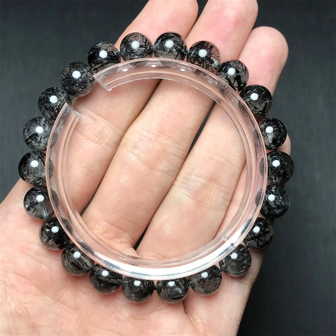 

8mm Natural Black Rutilated Quartz Bracelet For Women Lady Men Beauty Crystal Energy Beads Gemstone Jewelry Strands AAAAA