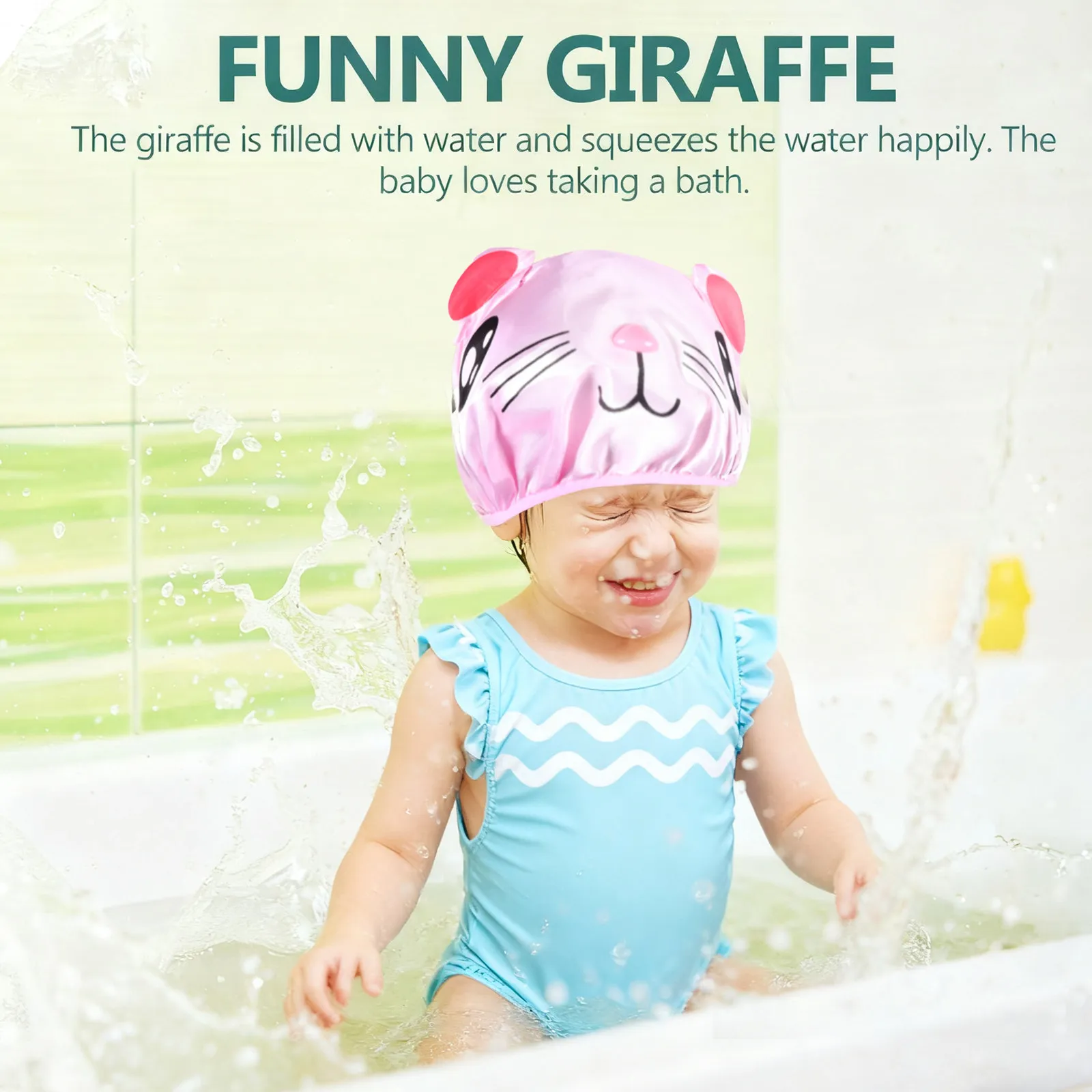 

2Pcs Children Shower Caps Waterproof Bath Hats Kids Elastic Adjustable Baby Shampoo Hats Reusable Lightweight for Shower Face