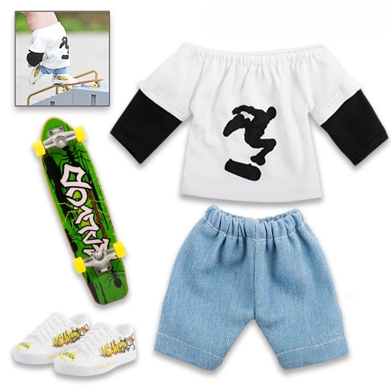 Mini Vinger Speelgoed Set Vinger Fietsen Vinger Skateboard Vinger Broek Vinger Tops Vinger Schoenen T-shirt Beweging Feestartikelen Cadeau