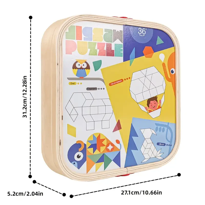 Magnetisches geometrisches kreatives Holzpuzzle, bunte Kühlschrankmagnete, grafisches Lerngehirn-Teaser-Spielzeug, Weihnachtsgeschenk