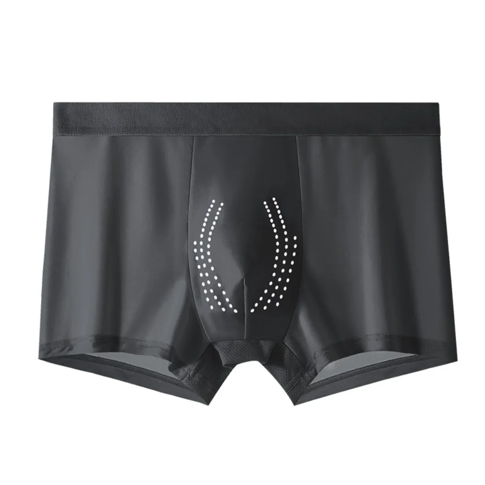 3 قطعة سراويل داخلية رفيعة من الحرير الجليدي منتصف الخصر مقاس كبير سراويل داخلية بوكسر من الحرير الجليدي ملابس داخلية بدون خياطة بلون واحد للرجال يوميًا