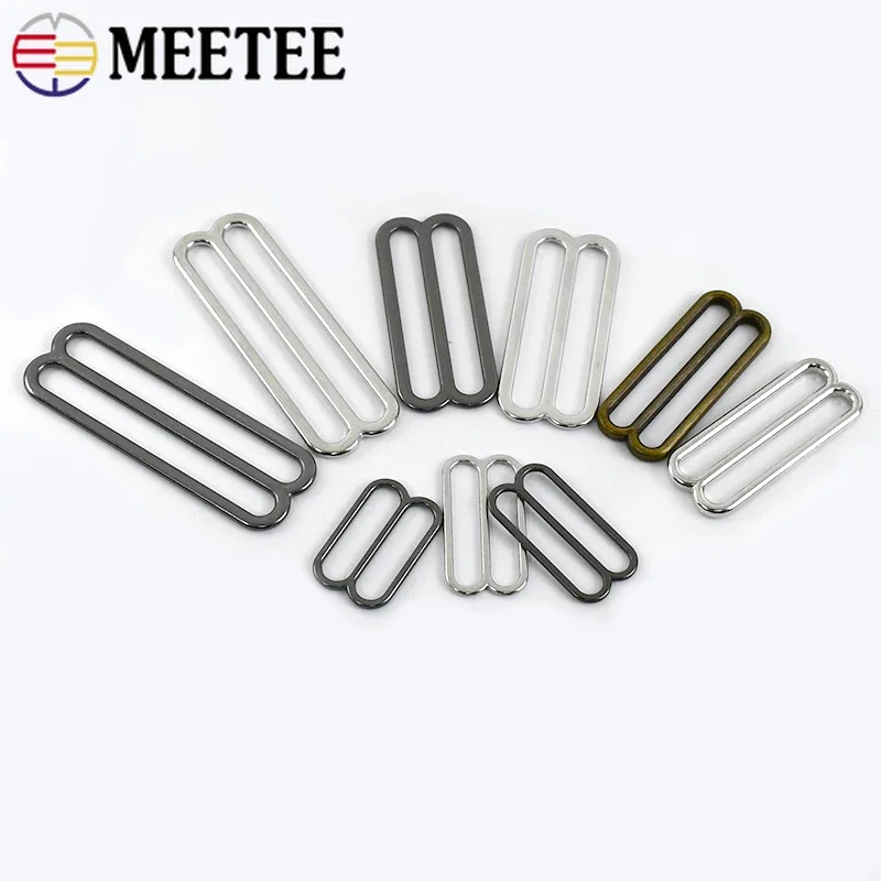 30Pcs 6-50mm Tri-Glide Slider Ring Clasp Metal Buckles for Bag Strap Bra Rings Adjuster Hook DIY Bags Garment Accessories