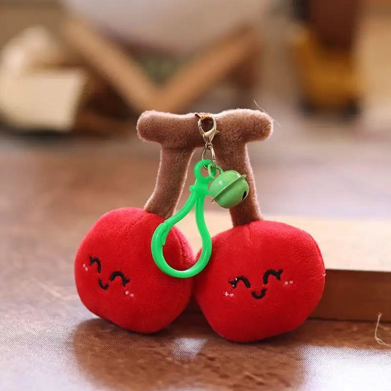 피스 매혹적인 10cm 과일 플러시 장난감 인형 바나나 당근 체리 지갑 펜던트 소프트 열쇠 고리 DIY 장식 생일 선물