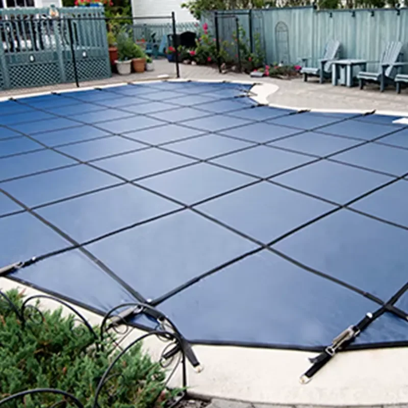 650gsm Solid PVC Swimming Pool Cover With Stainless Buckets & Anchors Safety Lona Pool Curtain Woven & Printed Pattern