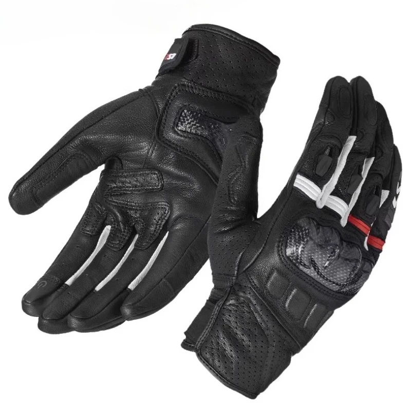 

Four Seasons Motorcycle Gloves Anti-slip Motorbike Touch Screen Gloves Leather Carbon Fiber Moto Full Finger Gloves Breathable