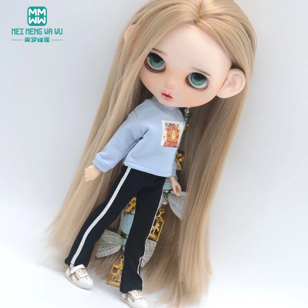 เสื้อผ้าสําหรับตุ๊กตาแฟชั่นพิมพ์ Sweatpants เหมาะกับ Blyth Azone OB22 OB24 ตุ๊กตาของเล่นของขวัญ