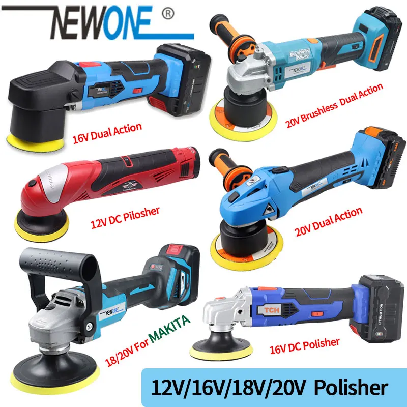 12V/16V/18V/20V Car Polishing/Waxing Machine Li-ion Brushless Orbital Dual Action Polisher Speeds Adjustment Electric Power Tool