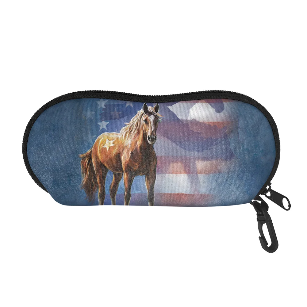 Horse Pattern Durable Eyeglasses Case Portable Polyester Reading Glasses Box Spectacle Protection Bag Adult Sunglasses Container