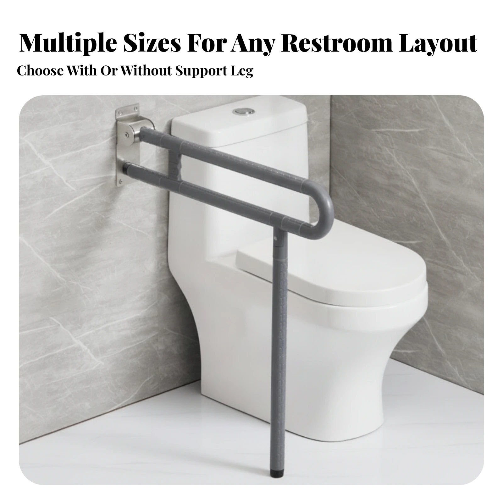 Flip-up Toilet Grab Bar Ergonomic Folding Toilet Handrail Folding Grab Bar Sturdy Wall-Mounted Safety Rail Long-Lasting