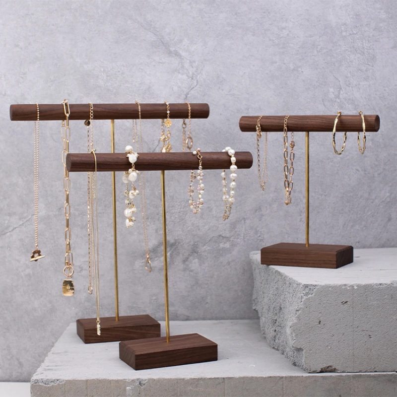 

Walnut Necklace Rack Jewellery High-Grade Accessories Display Storage Shooting Props Display Stand