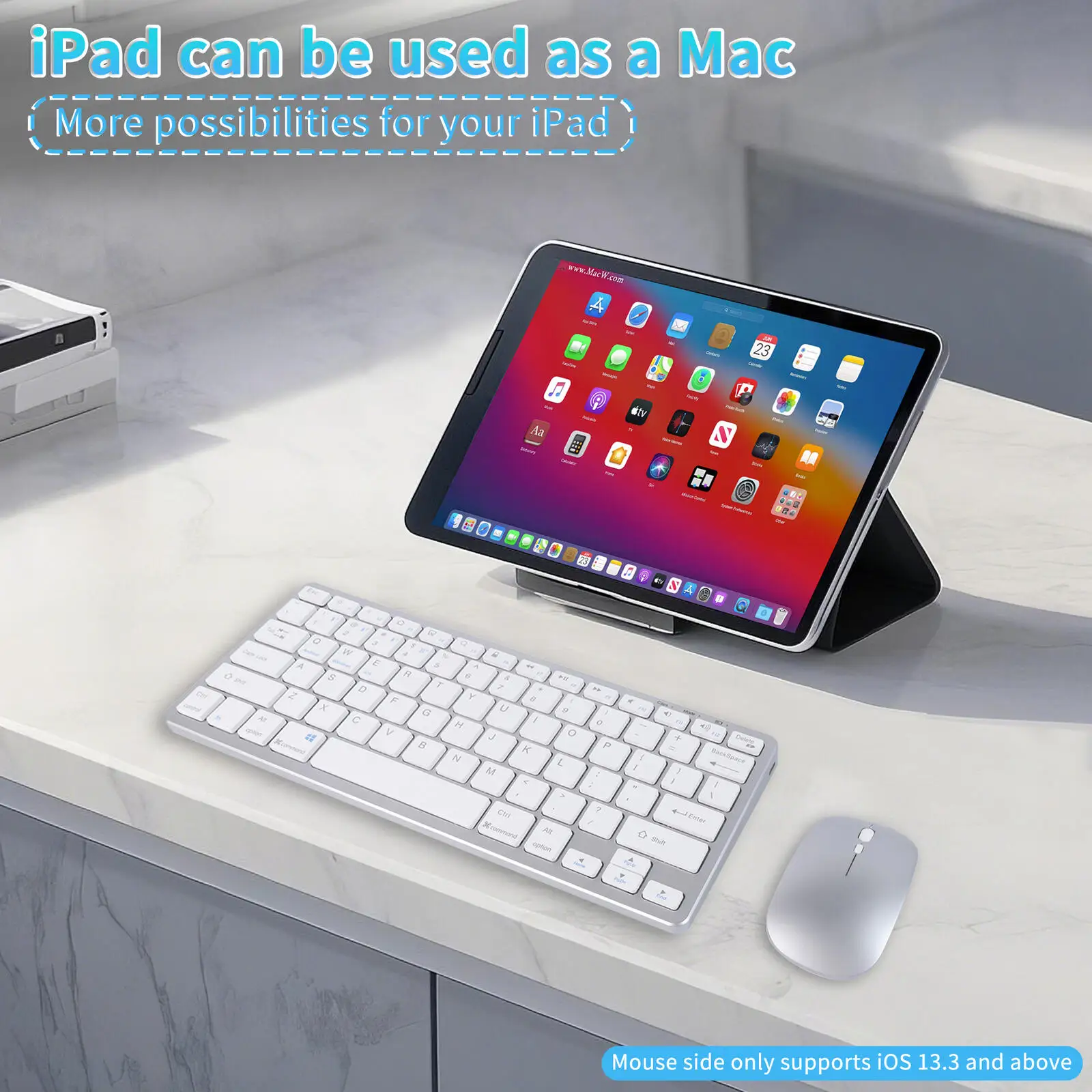 Fashion Ultra-Thin Dual Mode 2.4G Bluetooth Keyboard Mouse Kit Rechargeable Multi-system Compatible Portable Office Wireless Set