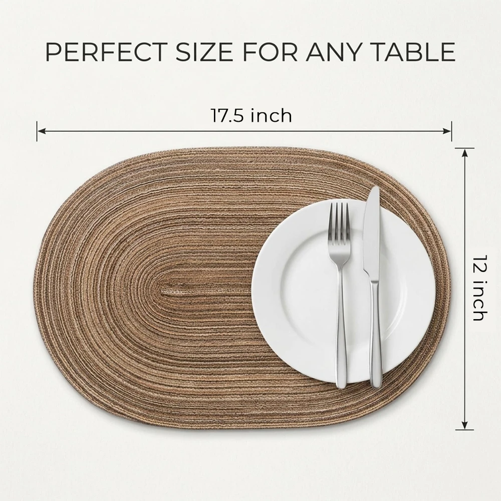 Round Oval Braided Placemat Set with 1/4 Desktop Decoration Pads Kitchen Accessories for Kitchen Dining Table NonSlip Place Mats