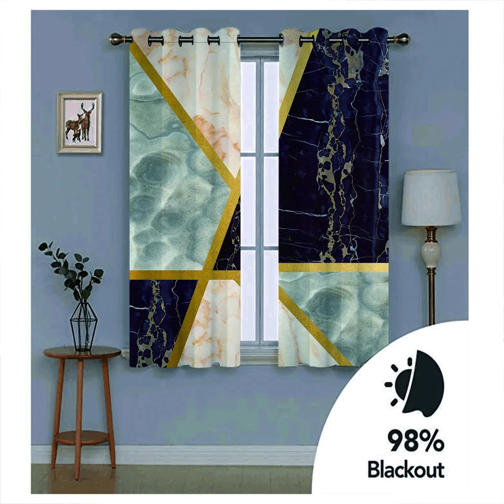 Popular modern minimalist bedroom living room marble curtains blackout curtains 3d curtain