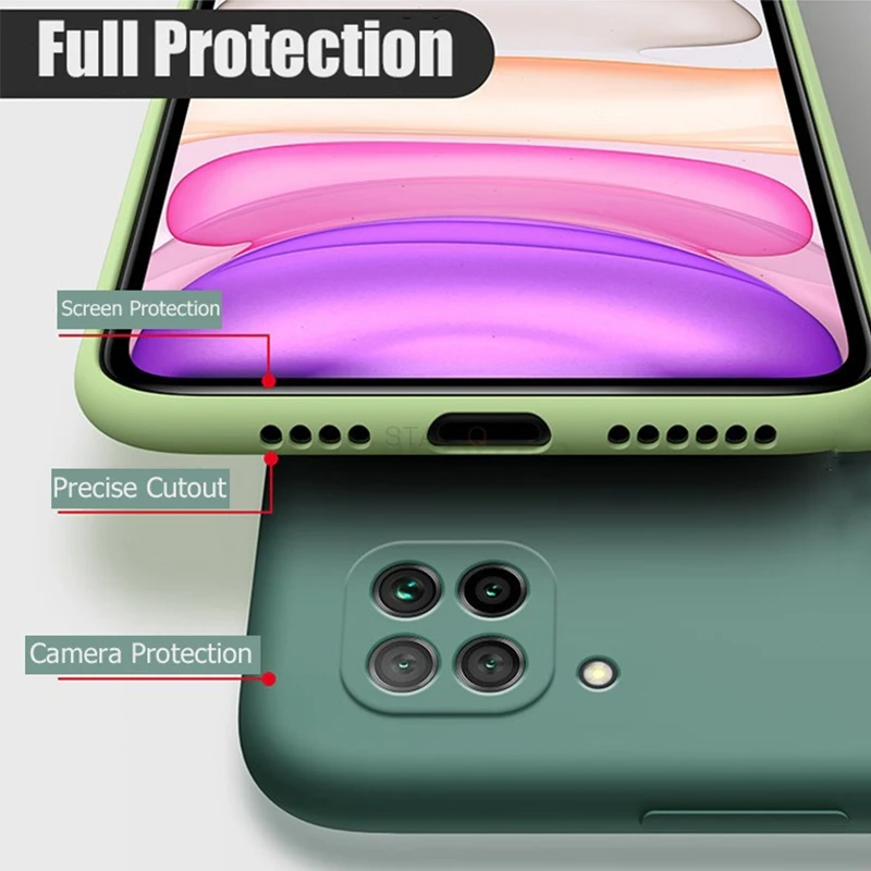 Nieuwe Camera Protector Vloeibare Siliconen Telefoon Geval Voor Samsung Galaxy A12 A42 A22 4G 5G Originele Soft Back cover Een 12 42 2021 2020