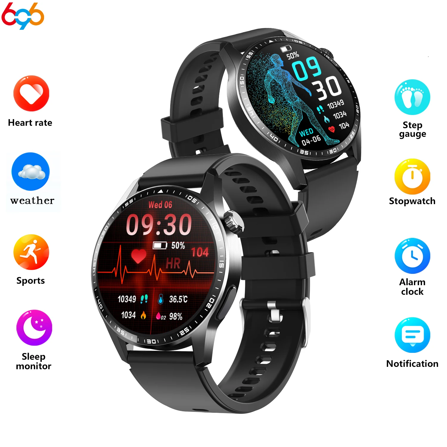 Men Health Smart Watch Heart Rate Sleep Monitoring Blue Tooth Call Sports Fitness Voice Assistant SOS Music Weather Smartwatch
