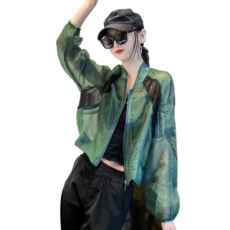 Fashion Age Reduction Sweatshirts New Foreign Sun-protective Clothing Women's Organza Breathable Long Sleeve Loose Short Coat