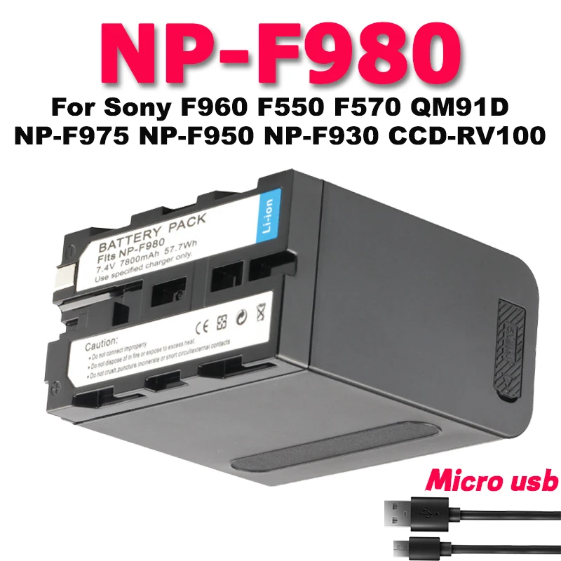 10000mAh NP-F980 NP-F970 NPF960 NPF970 Battery power bank For Sony DCR-VX2100 DSR-PD150 DSR-PD170 FDR-AX1 HDR-AX2000 HVR-HD1000U