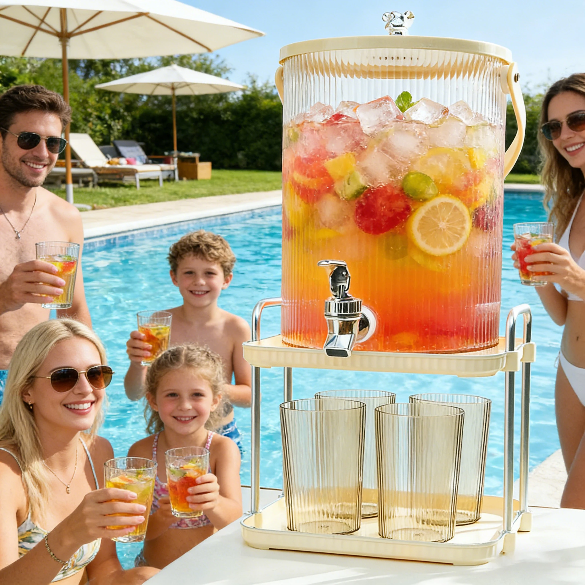 Picture 7: 5L/3.5L Cold Water Kettle with Faucet Large Capacity Beer Beverage Dispenser Easy Clean Juice Container for Summer Party Kitchen