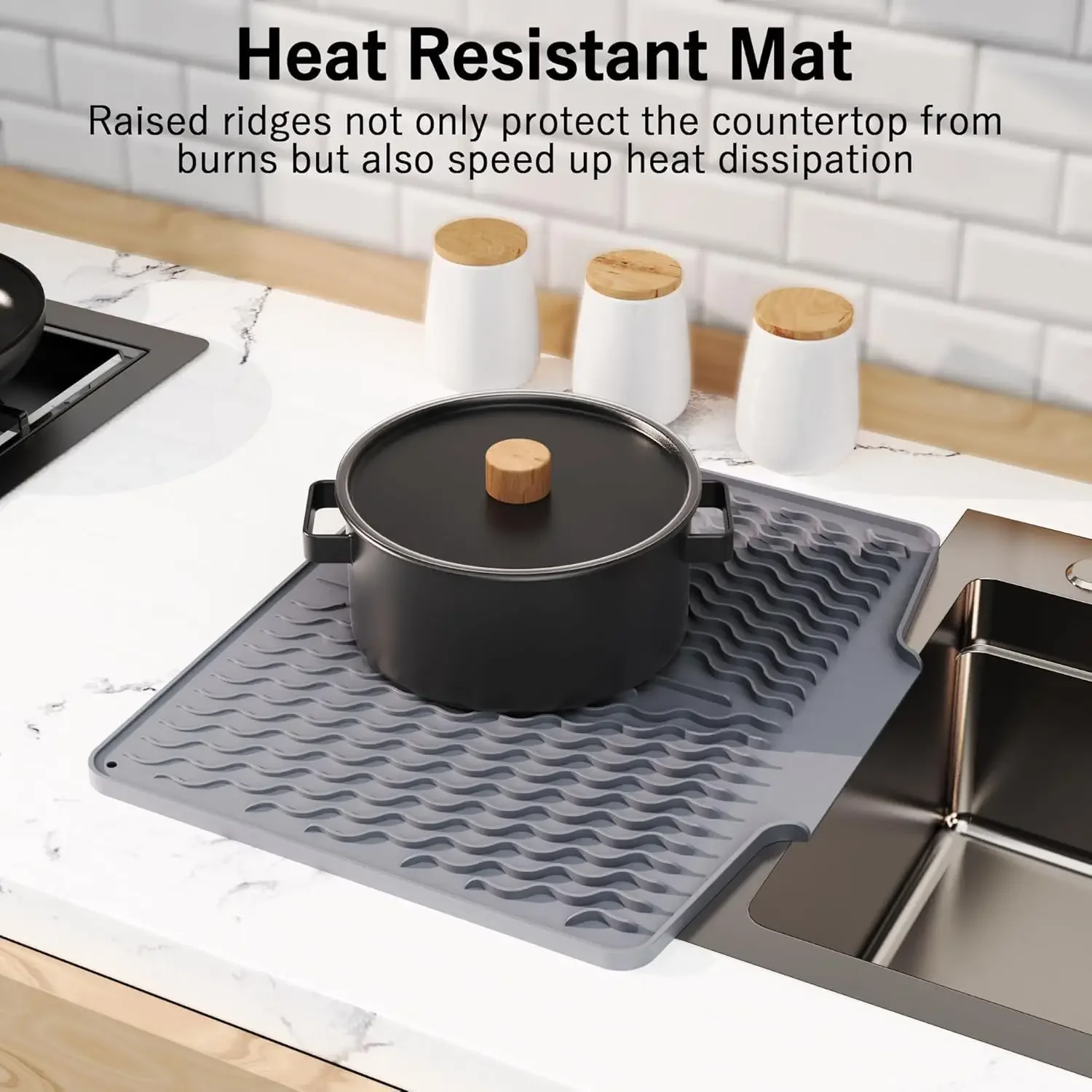 Fashion New Silicone Tableware Drain Mat Non-slip Sink Mat Slope Diversion Dishes Drying Water Mat Insulation