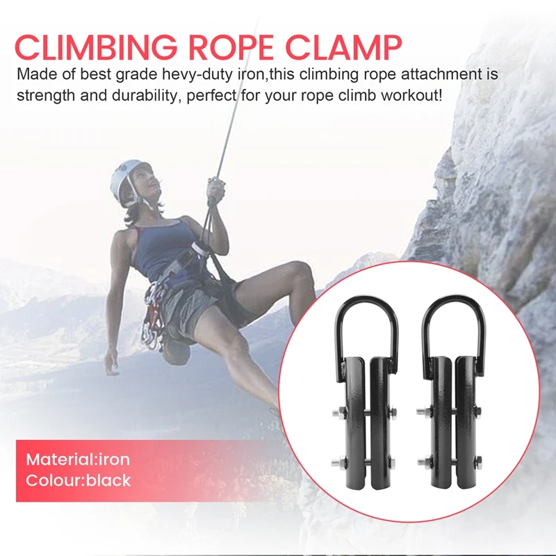 

1.5 Inch Climbing Rope Clamp,2 Sets Rope Climb Clasp Workout Rig Attachment Hook For Rope Climbing Gym Strength Training