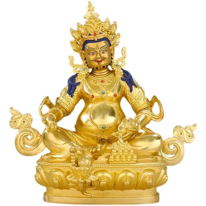 High grade gilding Buddha statue HOME temple effective Tibetan Nepal God of wealth Yellow Jambhala Mammon