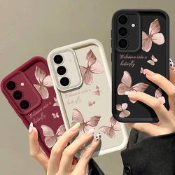 Shockproof Golden Butterfly Case For Samsung Galaxy A55 A54 5G S24 S23 Ultra  Capa S20 S21 FE S22 Ultra A52 A53 A14 A34 A15 A35