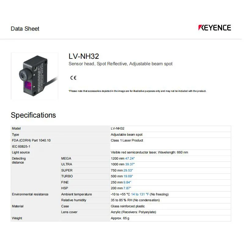 Brand New genuine LV-NH32 KEYENCE reflective laser sensor sensing head