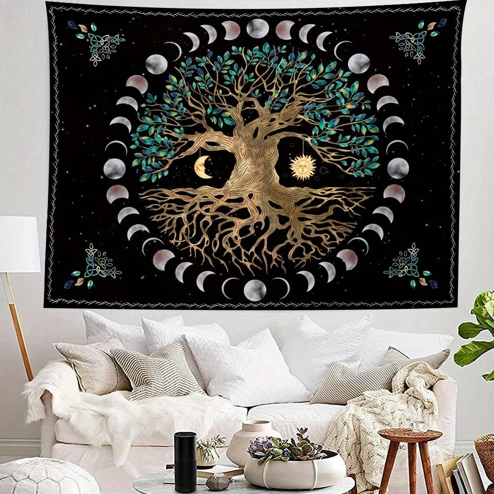 1 Uds. De tapiz esmerilado con estampado de árbol de 75x58cm, colgante de pared para sala de estar, dormitorio, decoración del hogar