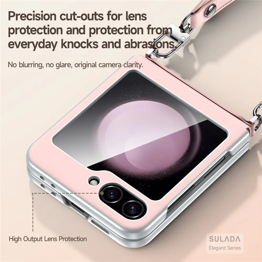 

Элегантный тонкий чехол из жидкой кожи для Samsung Galaxy Z Flip7 FE, чехол с ремешком на ощупь