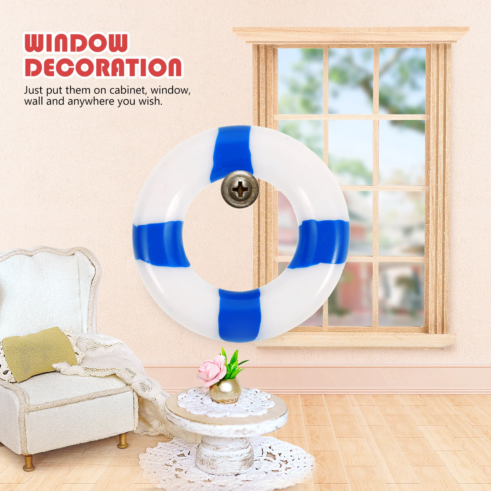 

10Pcs Swim Ring Door Decorative Ornaments Red Theme Home Cafe Shop Bar Window Wall Decoration Swim Ring Door