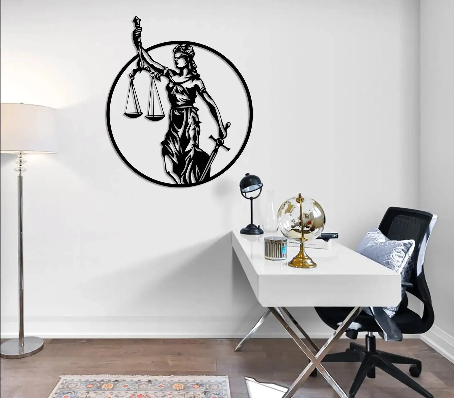 1PC Lady Justice Wall Decor Simple Atmosphere Wall Hanging, Metal Wall Sign, Aesthetic Wall Decor, Retro Hanging Ornament,